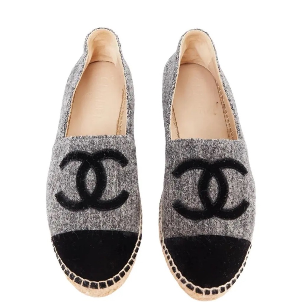 CHANEL Gray Wool Espadrilles